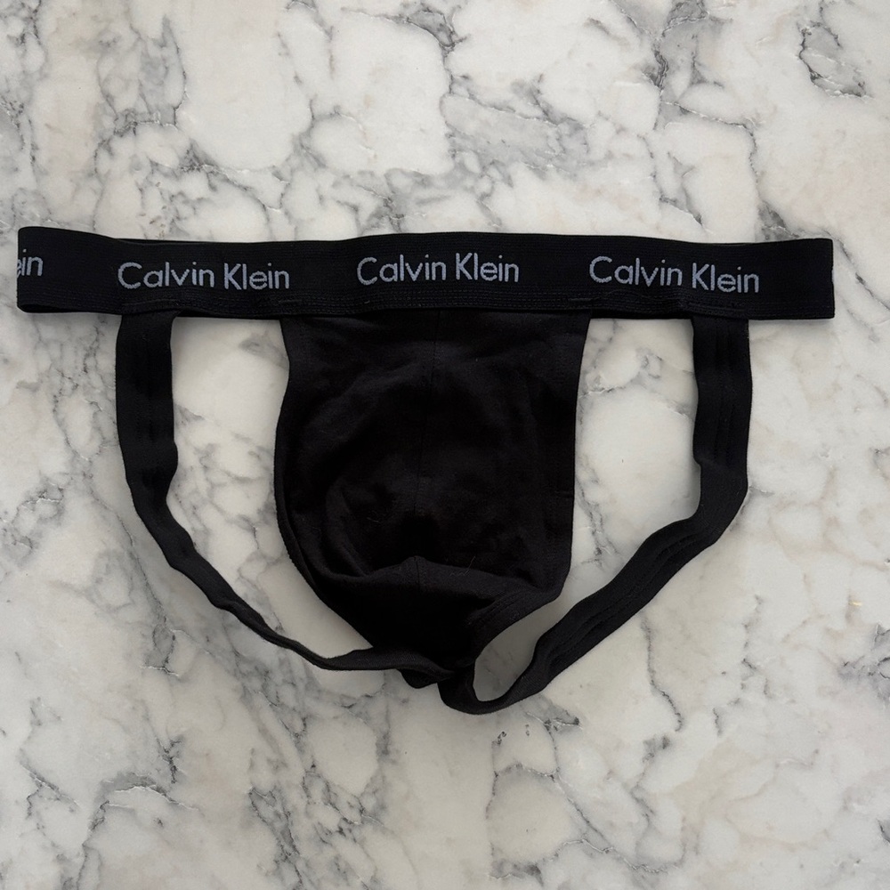 Calvin Klein Black Athletic Jockstrap with Logo Waistband